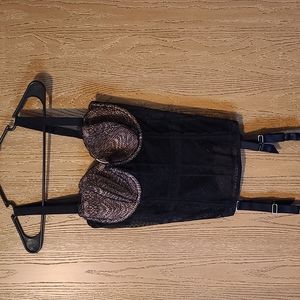 Victoria secret corset. Lace black with underlying pink ontop. Size 36 D